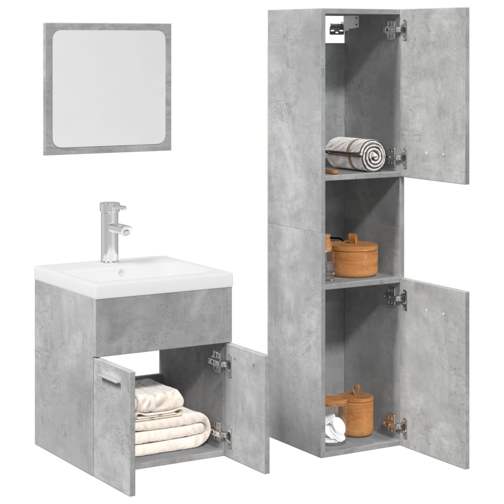 vidaXL Ensemble de meubles de salle de bain 4 pcs gris béton