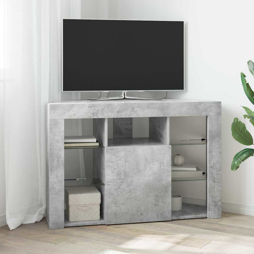 vidaXL Meuble TV LED d'Angle Montage mural Gris béton 103 x 40 x 68 cm