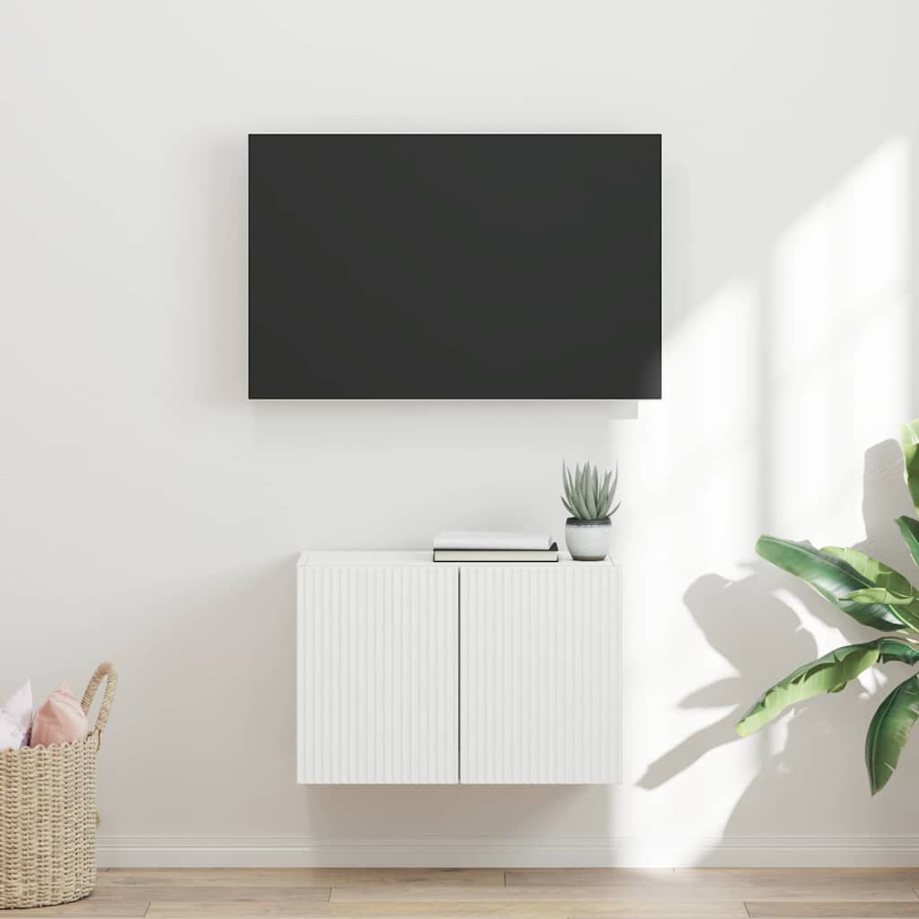 vidaXL Meuble TV mural Blanc 59,5 x 31 x 40 cm Bois d'ingénierie