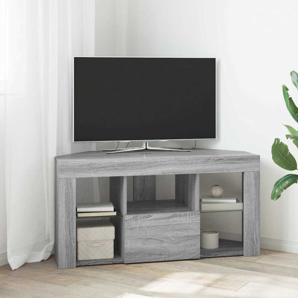 vidaXL Meuble TV LED d'Angle Gris Sonoma 106 x 40 x 50 cm