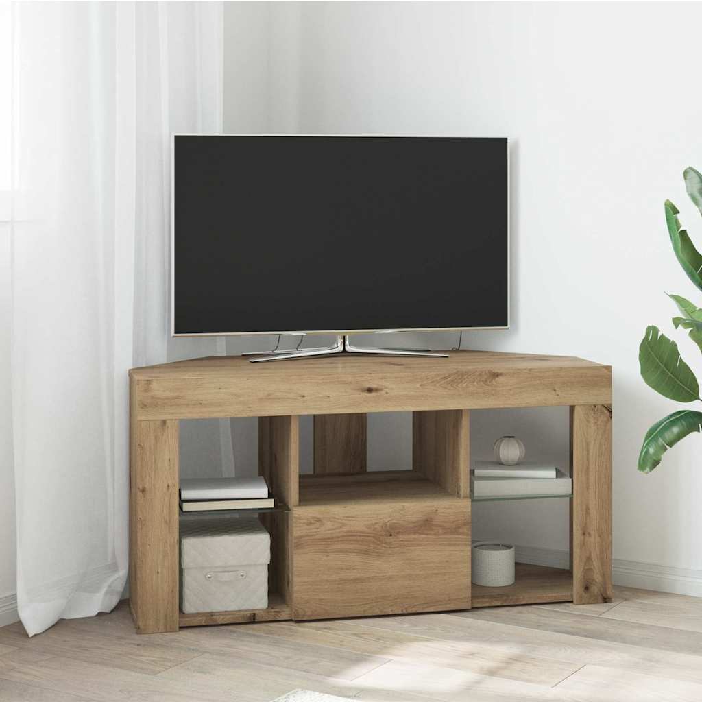 vidaXL Meuble TV LED d'Angle Chêne artisanal 108 x 40 x 50 cm
