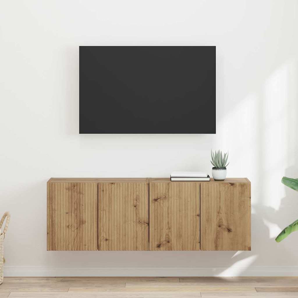 vidaXL Meuble TV mural 2 pcs Chêne artisanal 59,5 x 31 x 40 cm