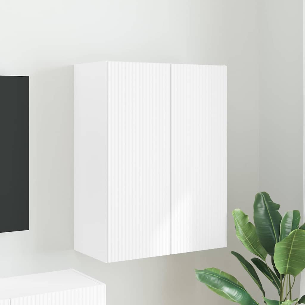 vidaXL Meuble TV mural Blanc 59,5 x 31 x 80 cm Bois d'ingénierie