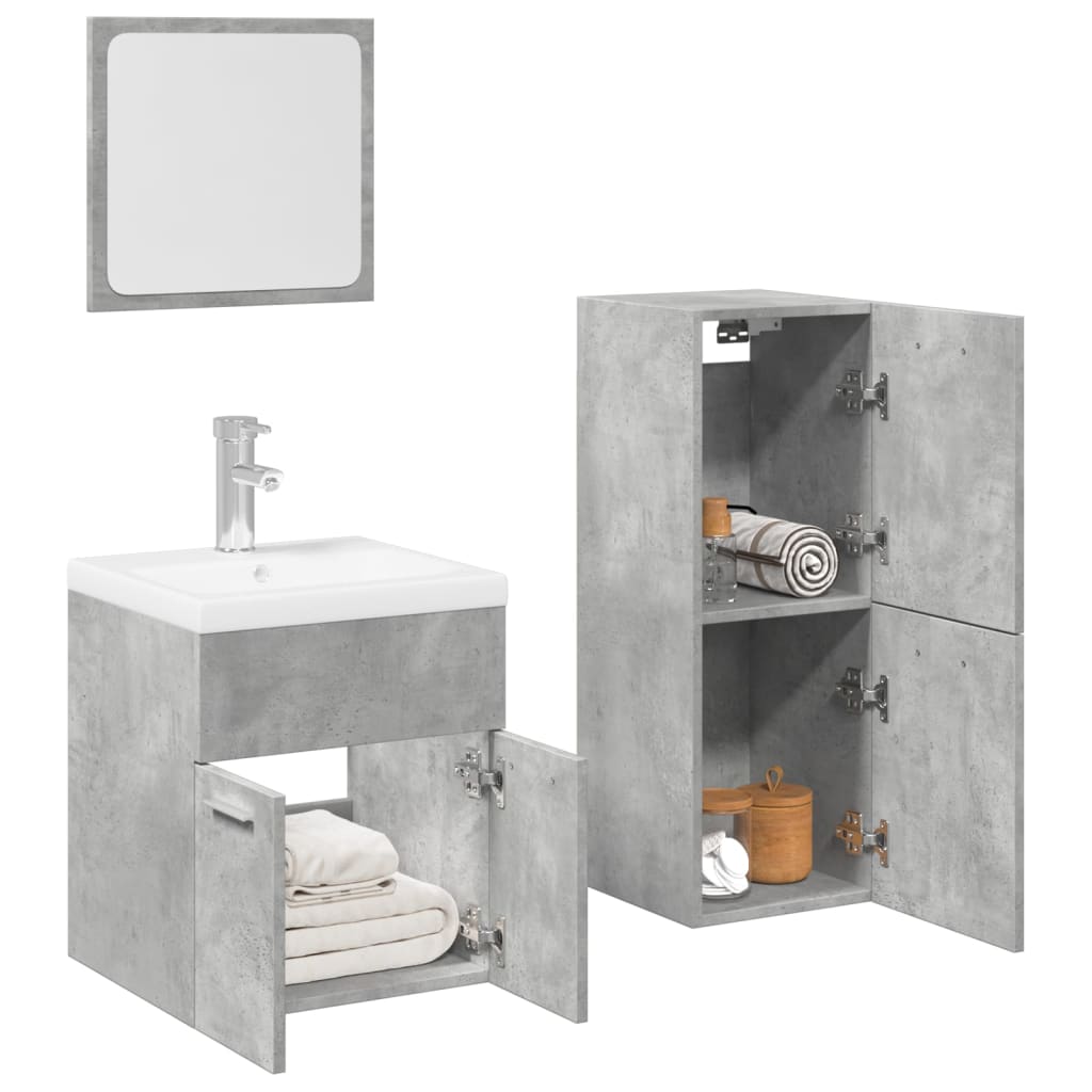 vidaXL Ensemble de meubles de salle de bain 4 pcs gris béton