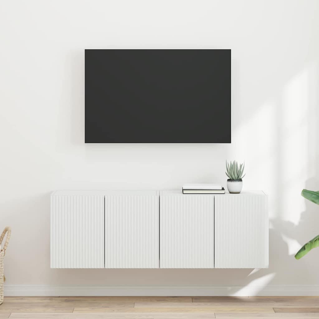 vidaXL Meuble TV mural 2 pcs Blanc 59,5 x 31 x 40 cm Bois d'ingénierie