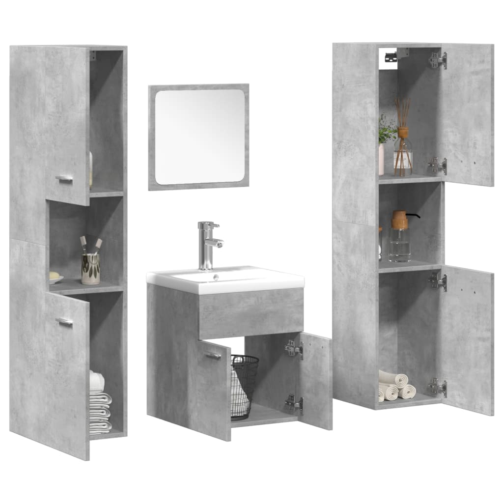 vidaXL Ensemble de meubles de salle de bain 5 pcs gris béton