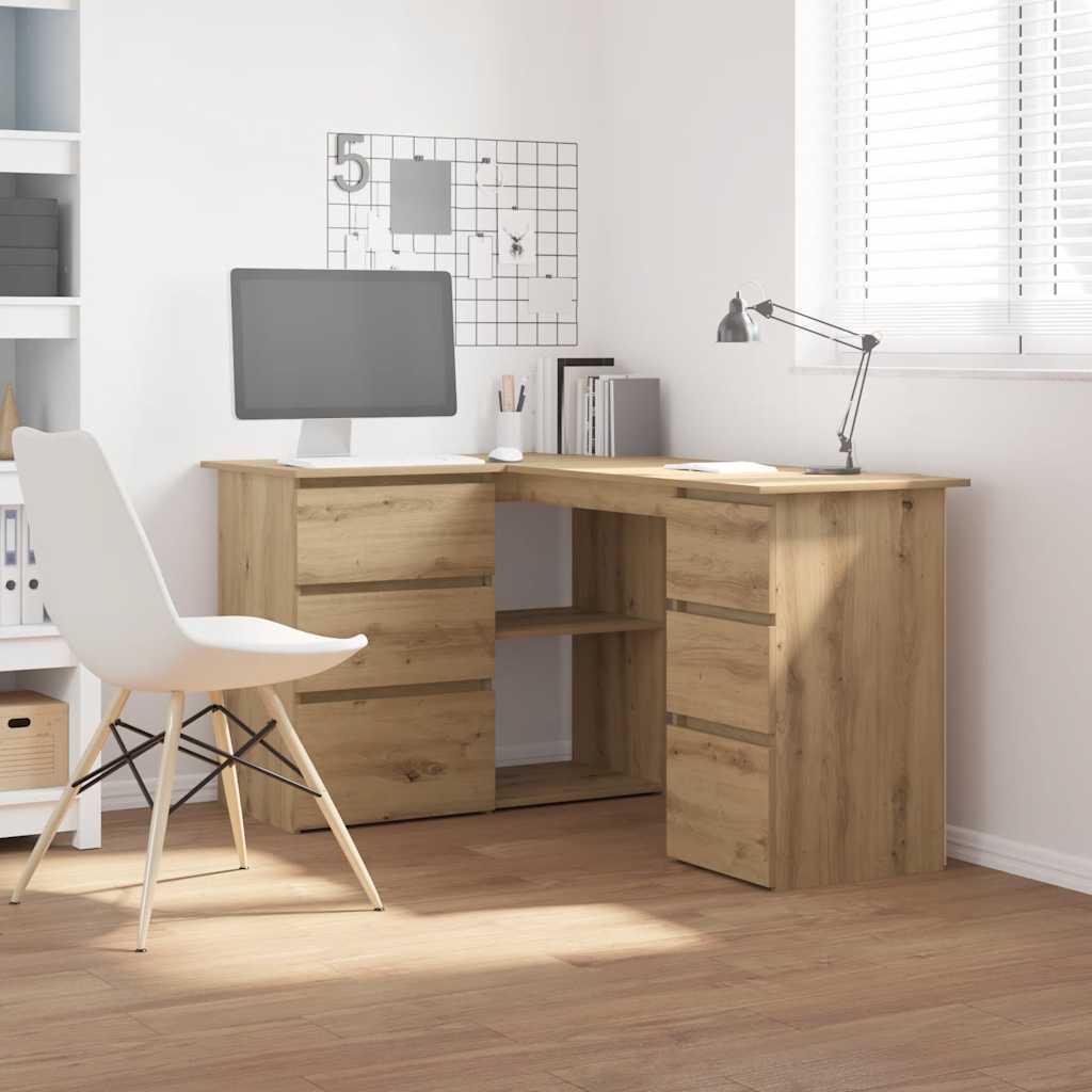 vidaXL Bureau d'angle chêne artisanal 145x100x76 cm bois d'ingénierie