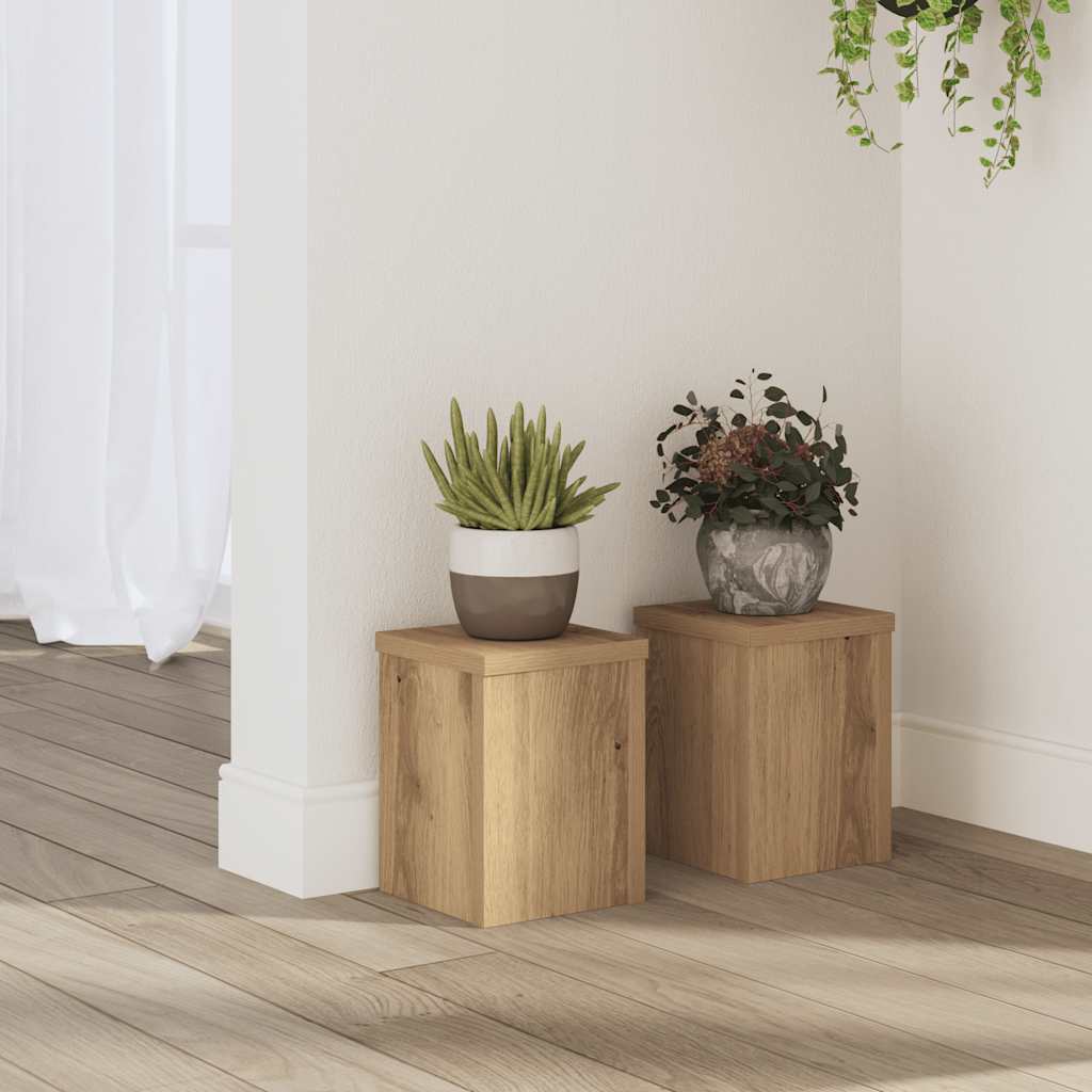 vidaXL Supports pour plantes 2 pcs chêne artisanal bois d'ingénierie