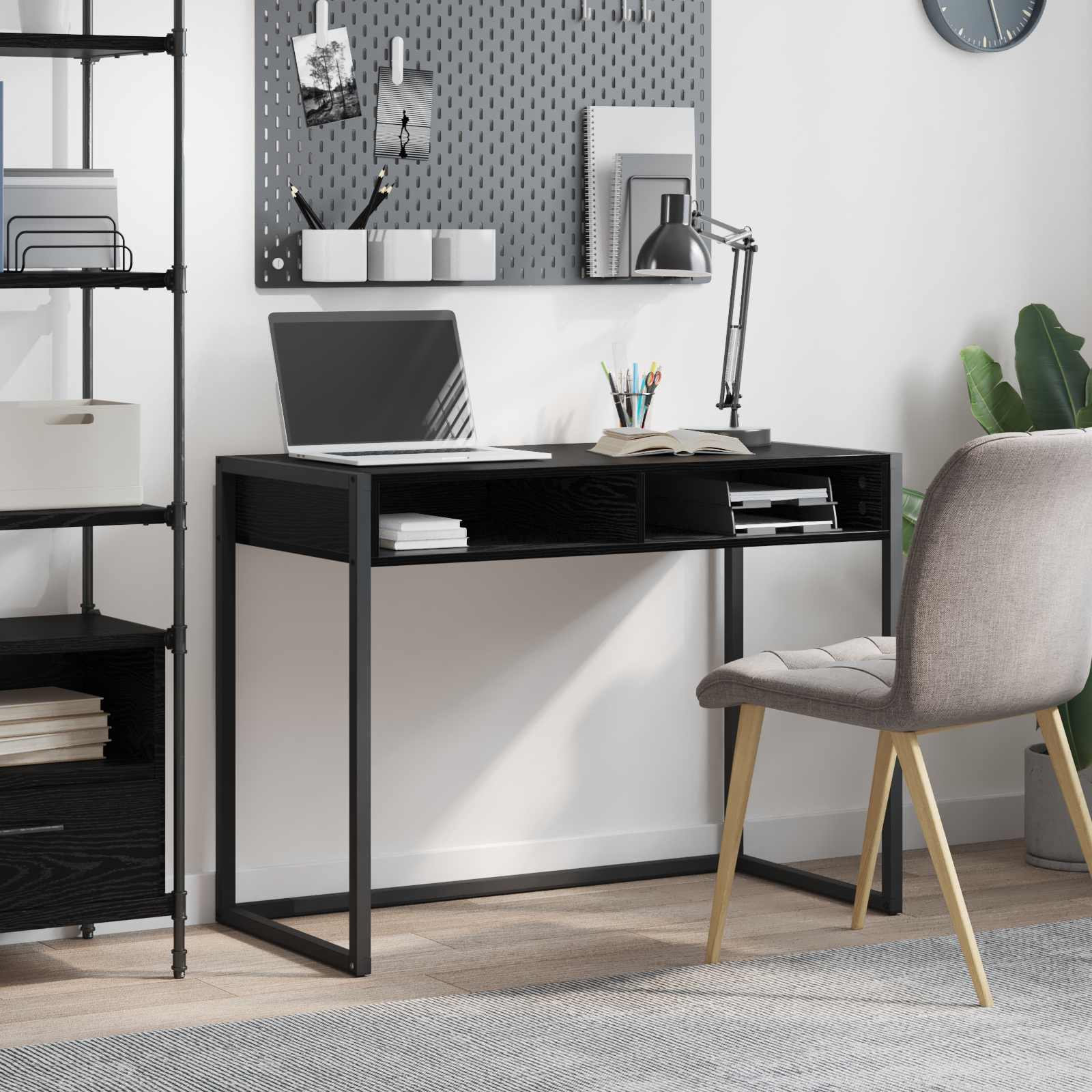 vidaXL Bureau Chêne noir 100 x 50 x 75 cm Bois d'ingénierie