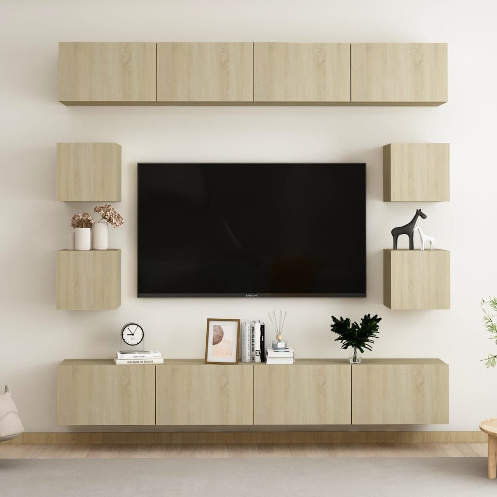vidaXL Ensemble de meubles TV 8 pcs Chêne sonoma Bois d'ingénierie