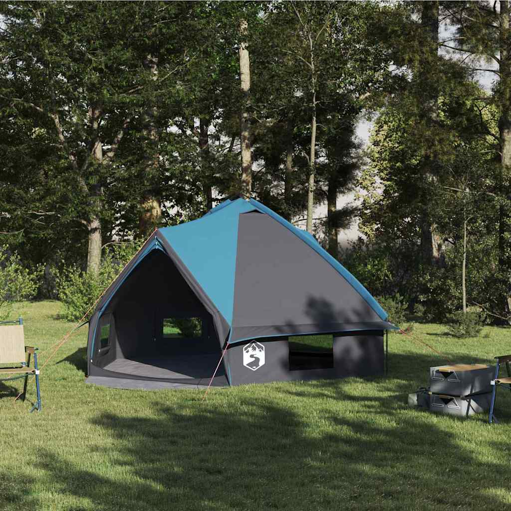 vidaXL Tente tipi avec toit avec évent Bleu et gris 490 x 410 x 210 cm