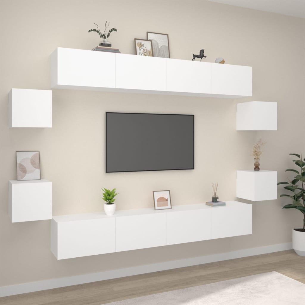 vidaXL Set de muebles para TV 8 piezas madera contrachapada blanco