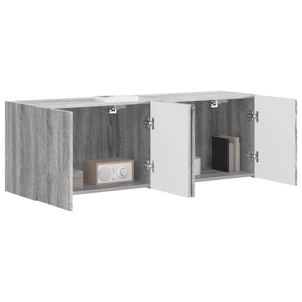 vidaXL Mueble de TV Montado en la Pared 2 pcs Gris Sonoma - Image 3