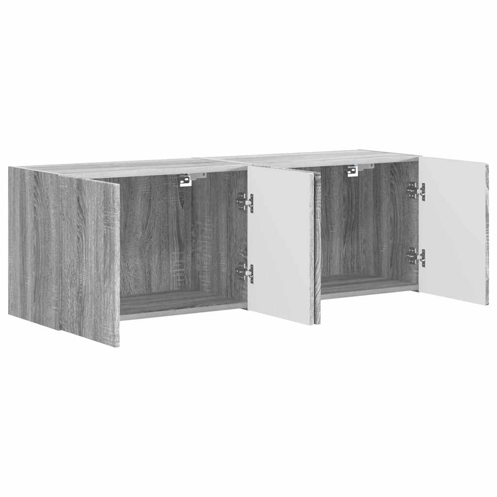 vidaXL Mueble de TV Montado en la Pared 2 pcs Gris Sonoma - Image 5
