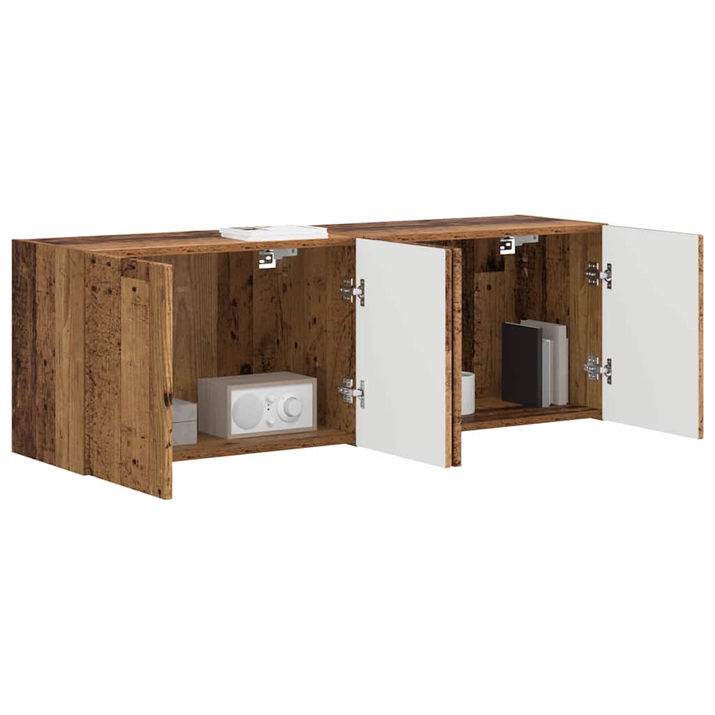 vidaXL Mueble de TV Montado en la Pared 2 pcs Madera envejecida - Image 3