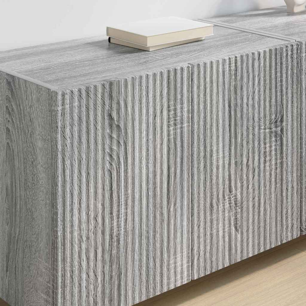 vidaXL Mueble de TV Montado en la Pared 2 pcs Gris Sonoma - Image 4