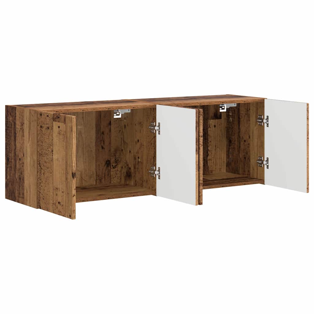 vidaXL Mueble de TV Montado en la Pared 2 pcs Madera envejecida - Image 5