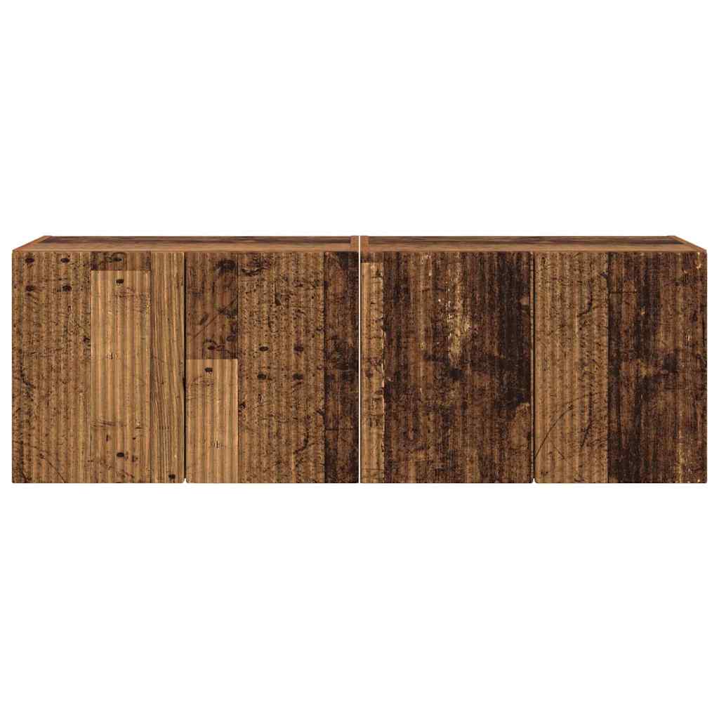 vidaXL Mueble de TV Montado en la Pared 2 pcs Madera envejecida - Image 6