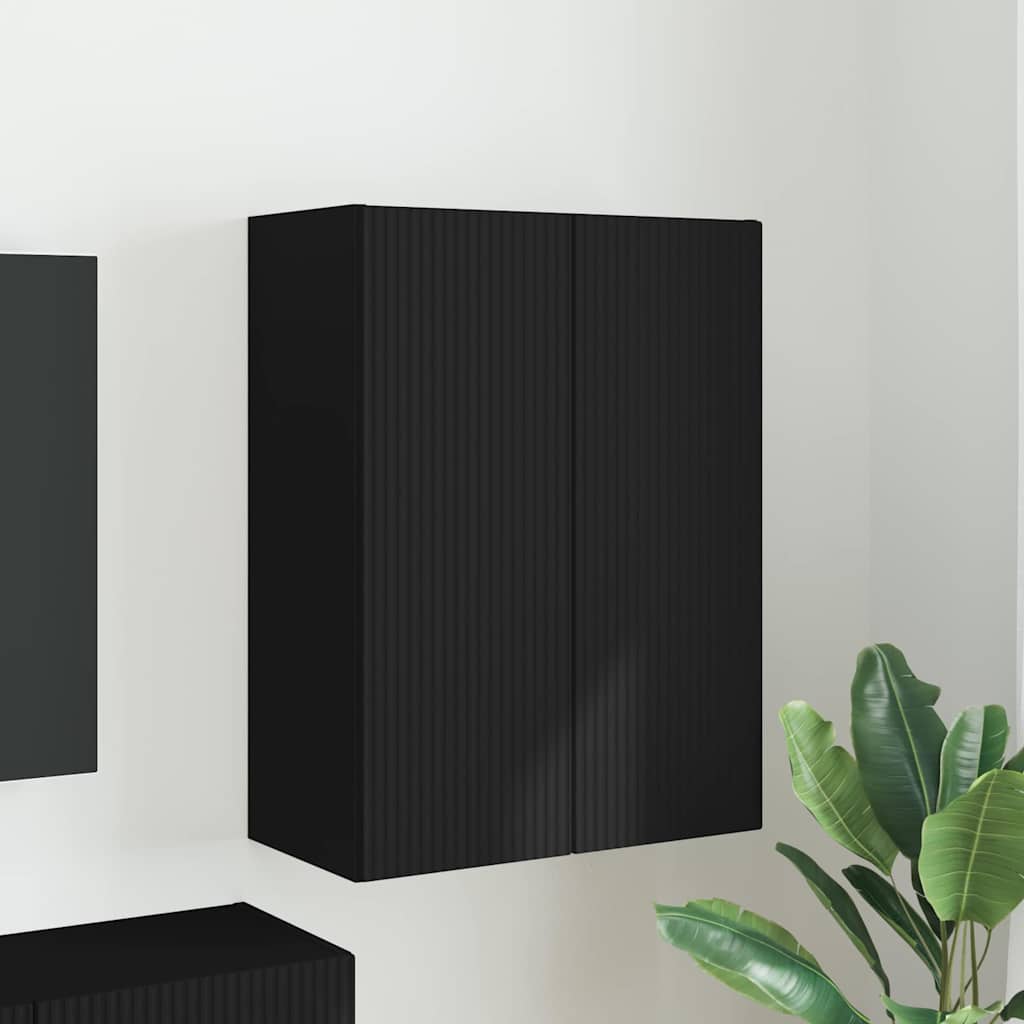 vidaXL Mueble de TV Montado en la Pared Negro 59,5 x 31 x 80 cm