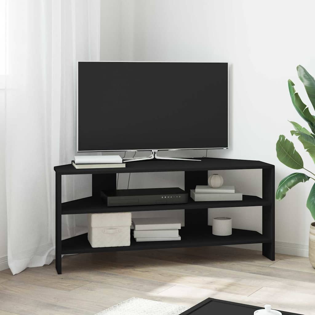 vidaXL MuebledeTVdeesquina Negro 102x40,5x45cm Madera contrachapada
