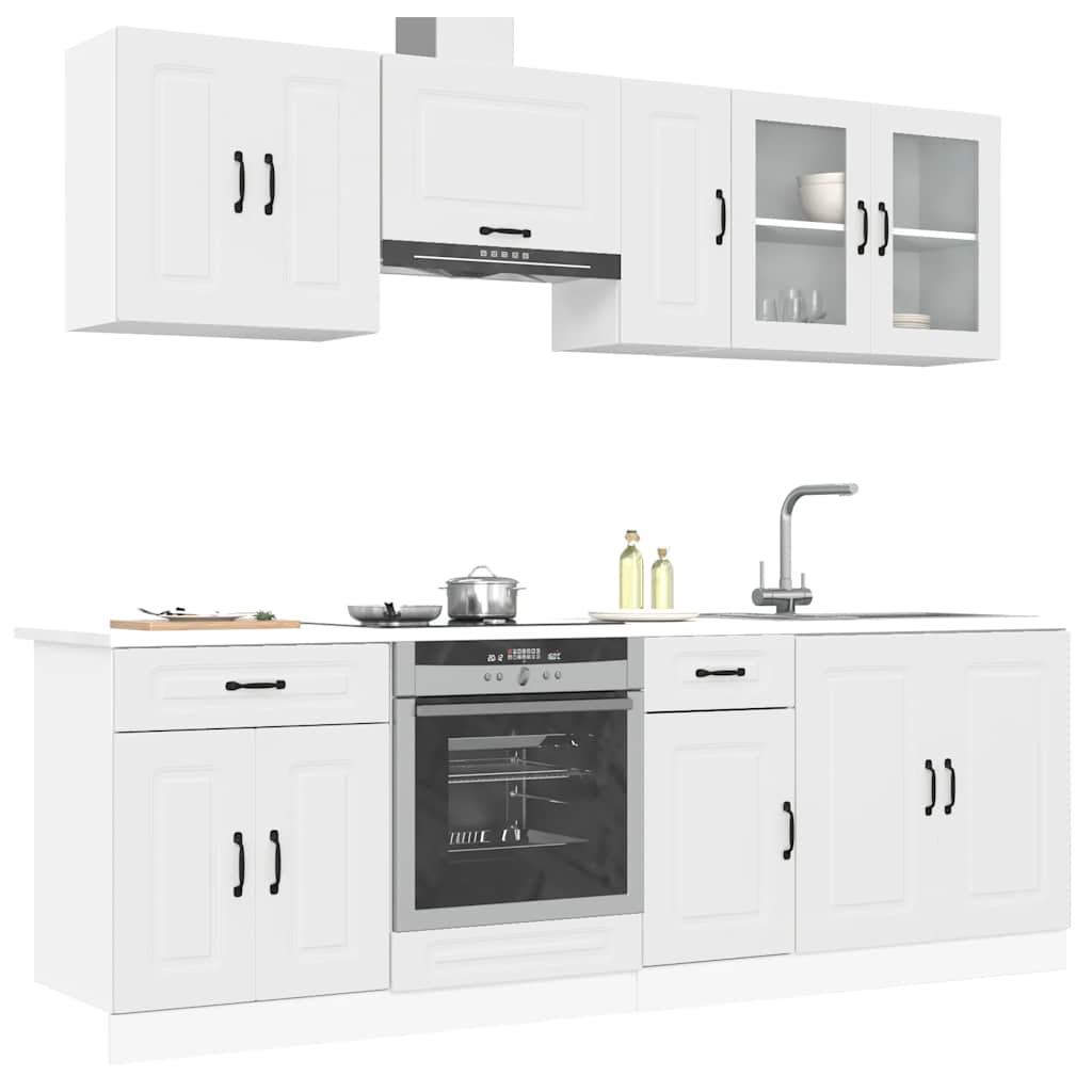 vidaXL Mueble de cocina Kalmar blanco 8 piezas madera contrachapada