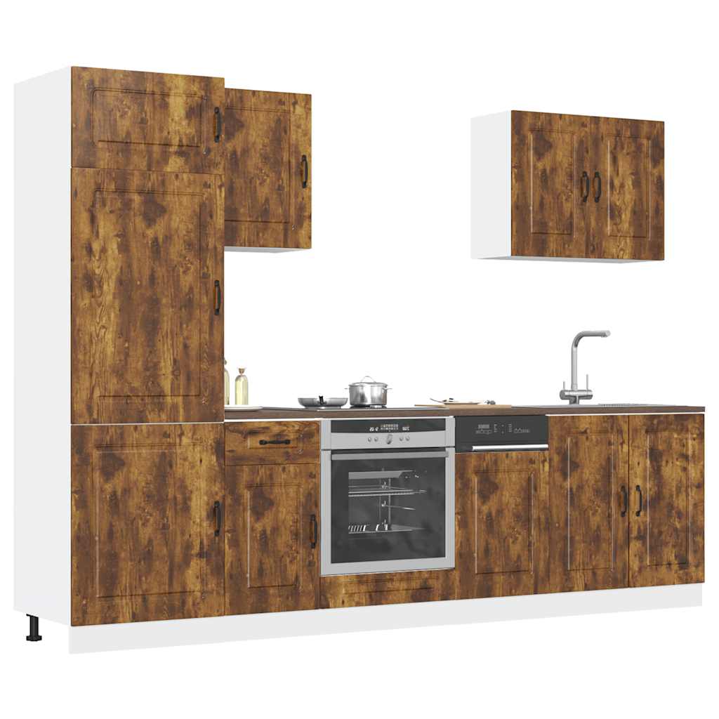 vidaXL Mueble cocina Kalmar roble ahumado 7 pzas madera contrachapada