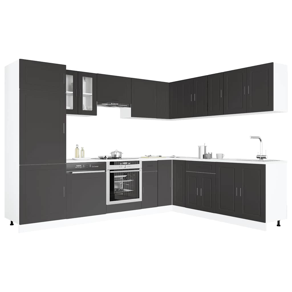 vidaXL Mueble de cocina Porto negra 14 piezas madera contrachapada