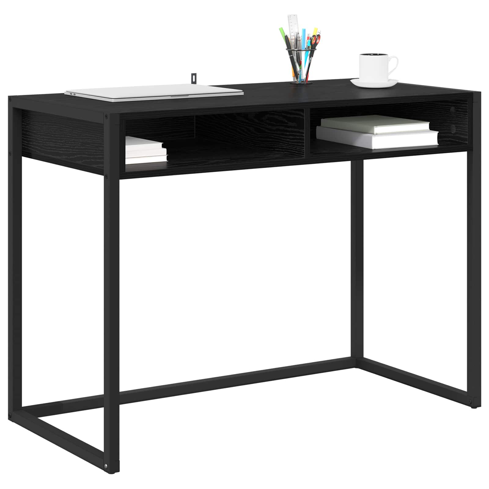 vidaXL Schreibtisch mit Speicher Schwarz Eichen-Optik 100 x 50 x 75 cm - Image 3