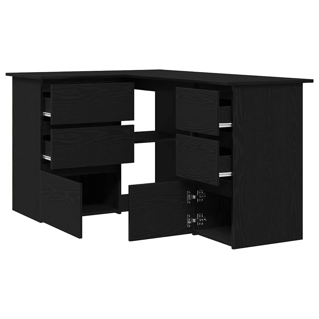 vidaXL Schreibtisch mit Regal Schwarz Eichen-Optik 145 x 100 x 76 cm - Image 4