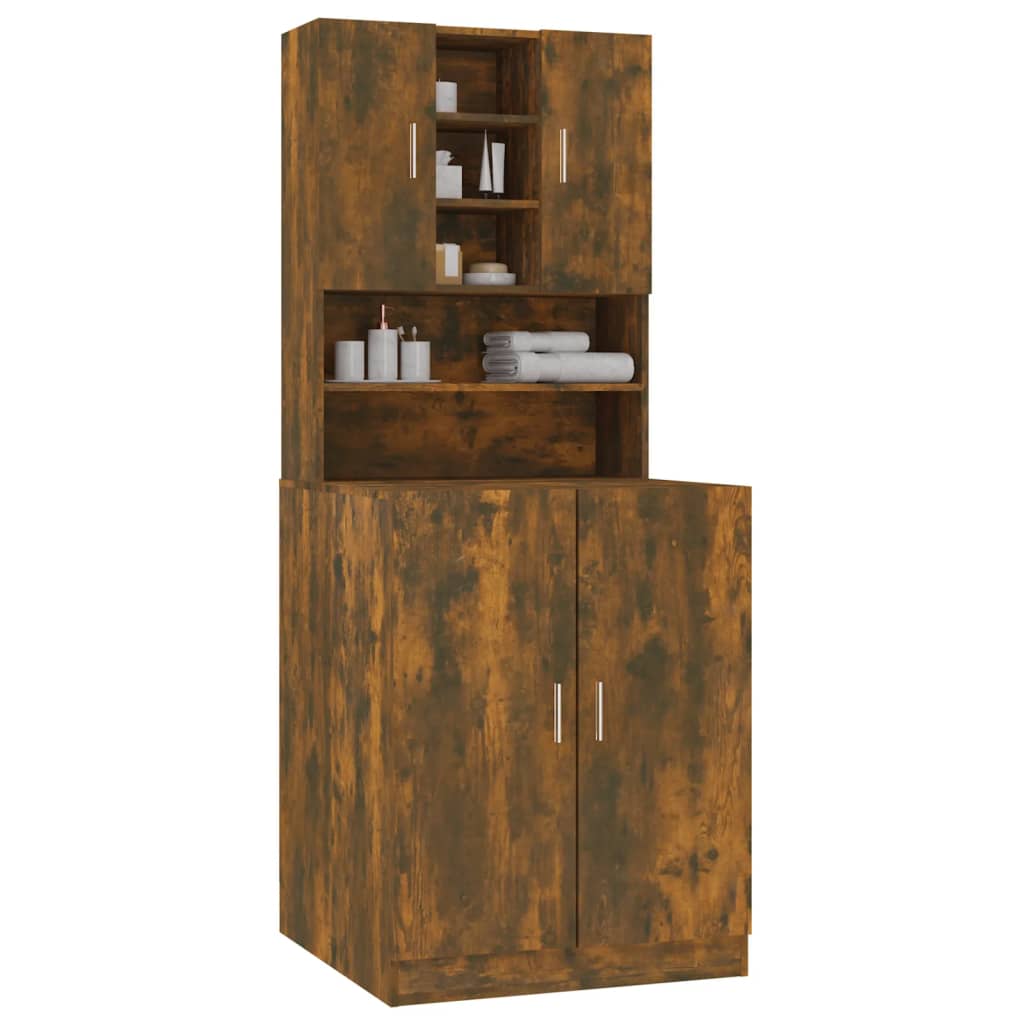 vidaXL Waschmaschinenschrank Räuchereiche Holzwerkstoff - Image 5