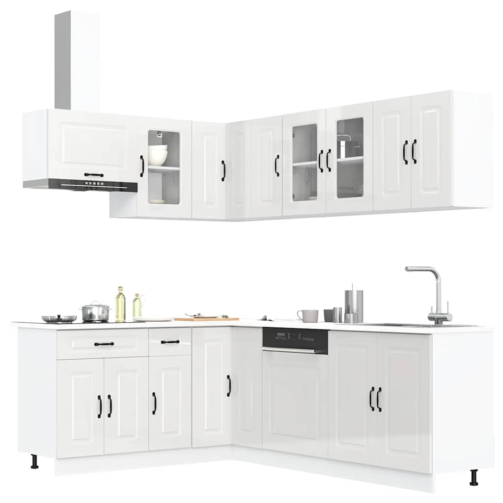 vidaXL Mueble cocina Kalmar blanco brillo 11 pzas madera contrachapada