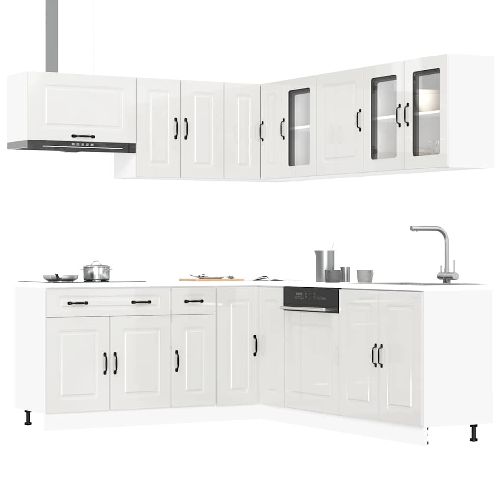 vidaXL Mueble cocina Kalmar blanco brillo 11 pzas madera contrachapada