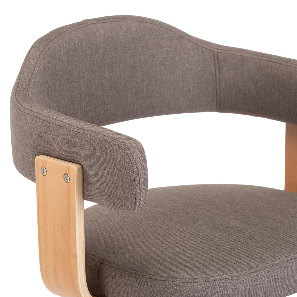 vidaXL Silla de oficina giratoria de madera curvada y tela gris taupe - Image 6