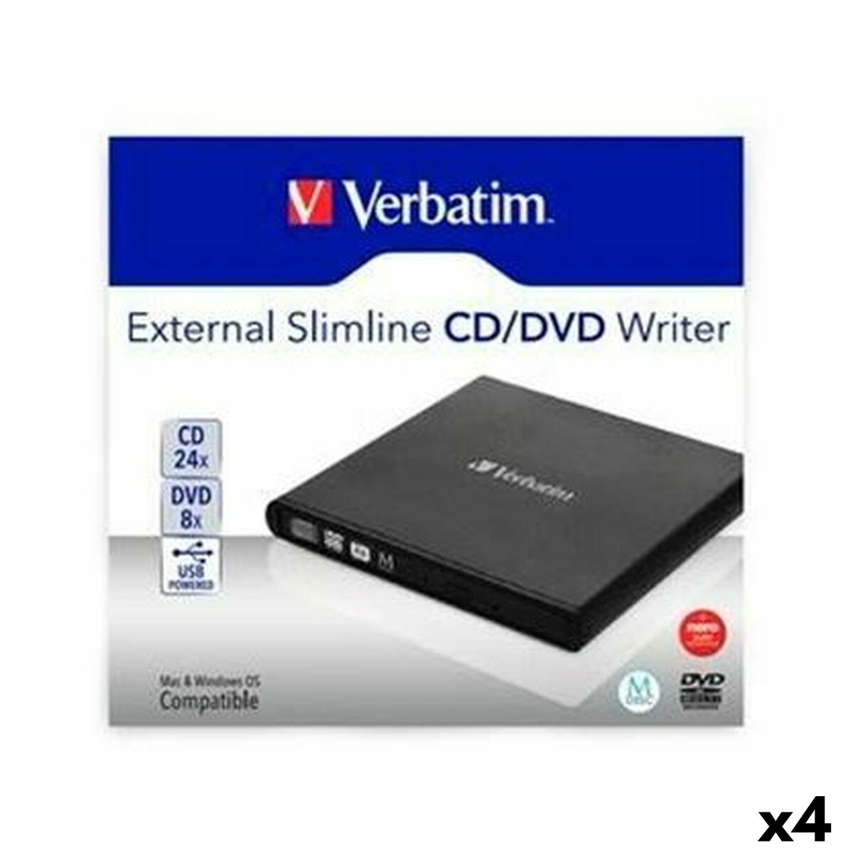 Lettore CD/DVD Verbatim SLIMLINE (4 Unità)