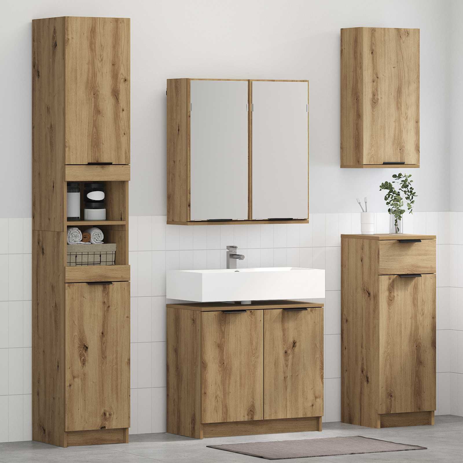 vidaXL Ensemble de mobilier de salle de bain 4 pcs Chêne artisanal