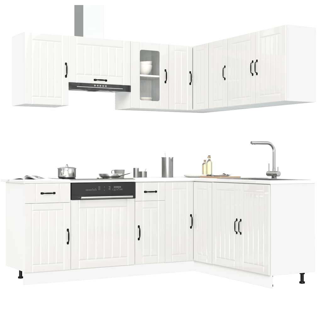 vidaXL Mueble cocina Kalmar blanco brillo 11 pzas madera contrachapada