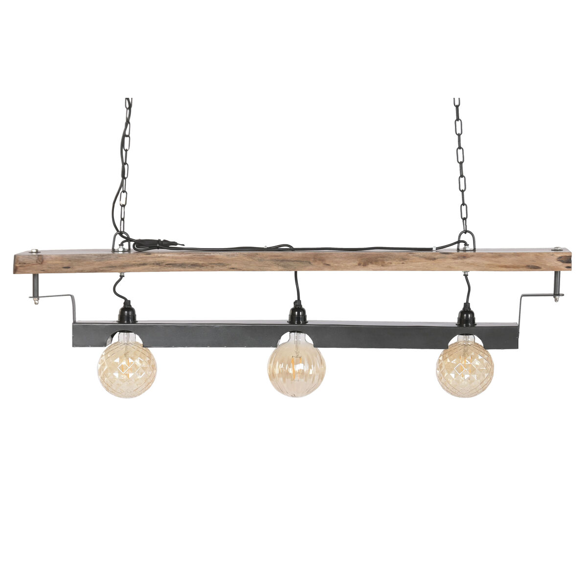 Lampadario Home ESPRIT Marrone Nero Ferro Acacia 116 X 16 X 26 CM