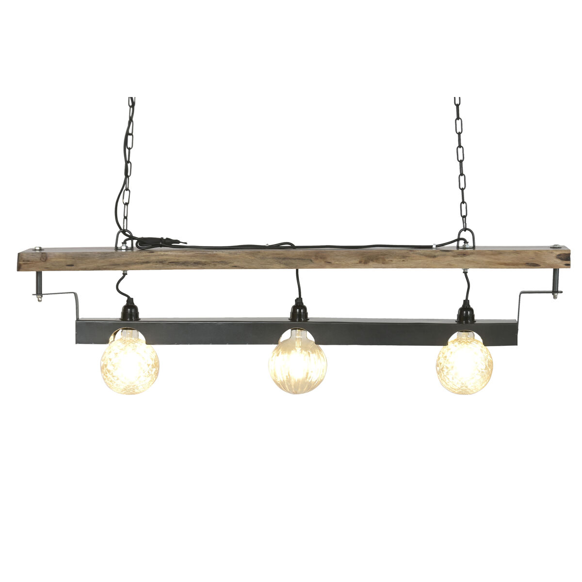 Lampadario Home ESPRIT Marrone Nero Ferro Acacia 116 X 16 X 26 CM - Image 3