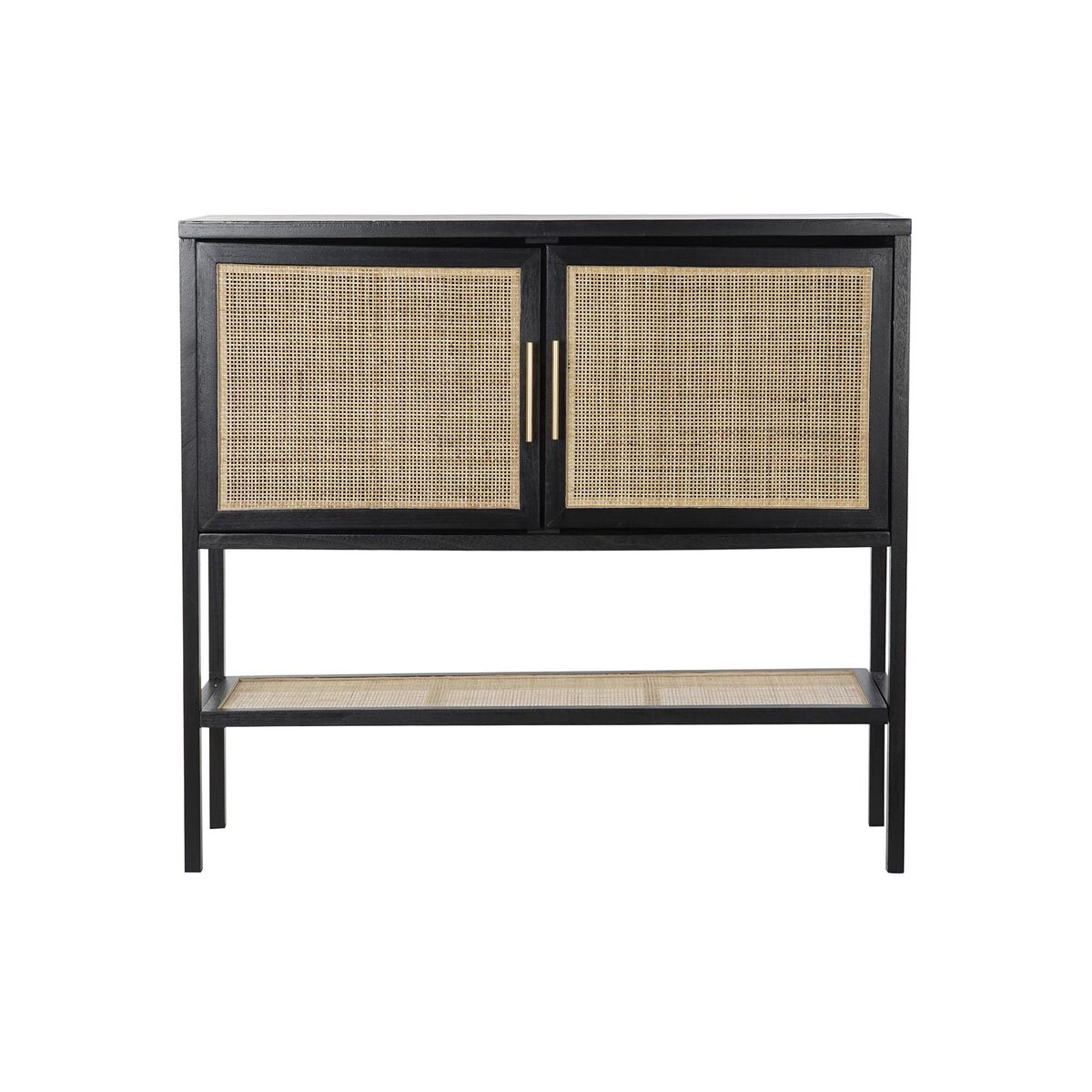 Credenza DKD Home Decor Nero Naturale Alluminio Legno di paulownia Legno MDF 110 x 30 x 100 cm - Image 6