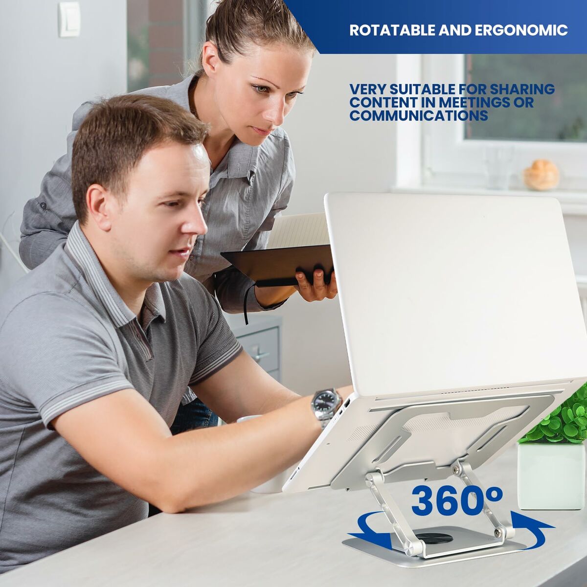 Supporto Pieghevole e Regolabile per PC Portatile Ewent EW1267 Silicone Alluminio - Image 3