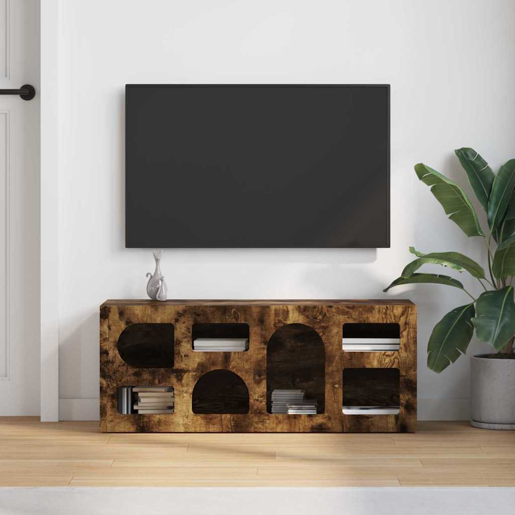vidaXL Meuble TV Chêne fumé 100 x 35 x 40 cm Bois d'ingénierie - Image 4