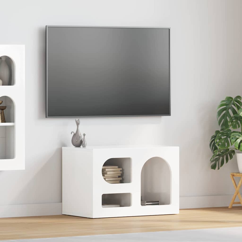 vidaXL Meuble TV Blanc brillant 60 x 35 x 40 cm Bois d'ingénierie