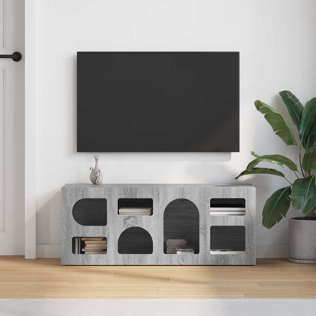 vidaXL Meuble TV Gris Sonoma 100 x 35 x 40 cm Bois d'ingénierie - Image 4