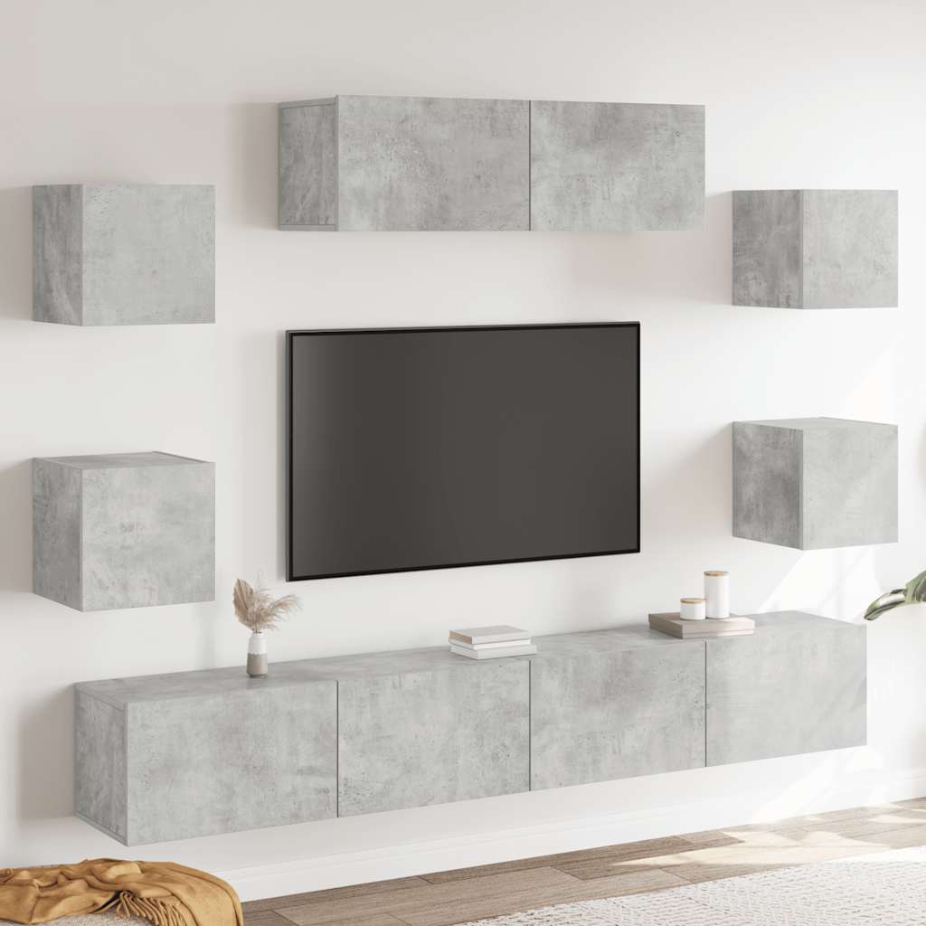 vidaXL Ensemble de meubles TV 7 pcs Gris béton Bois d'ingénierie