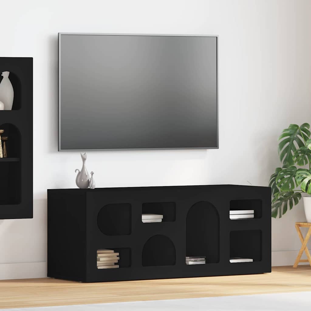 vidaXL Meuble TV Noir 100 x 35 x 40 cm Bois d'ingénierie
