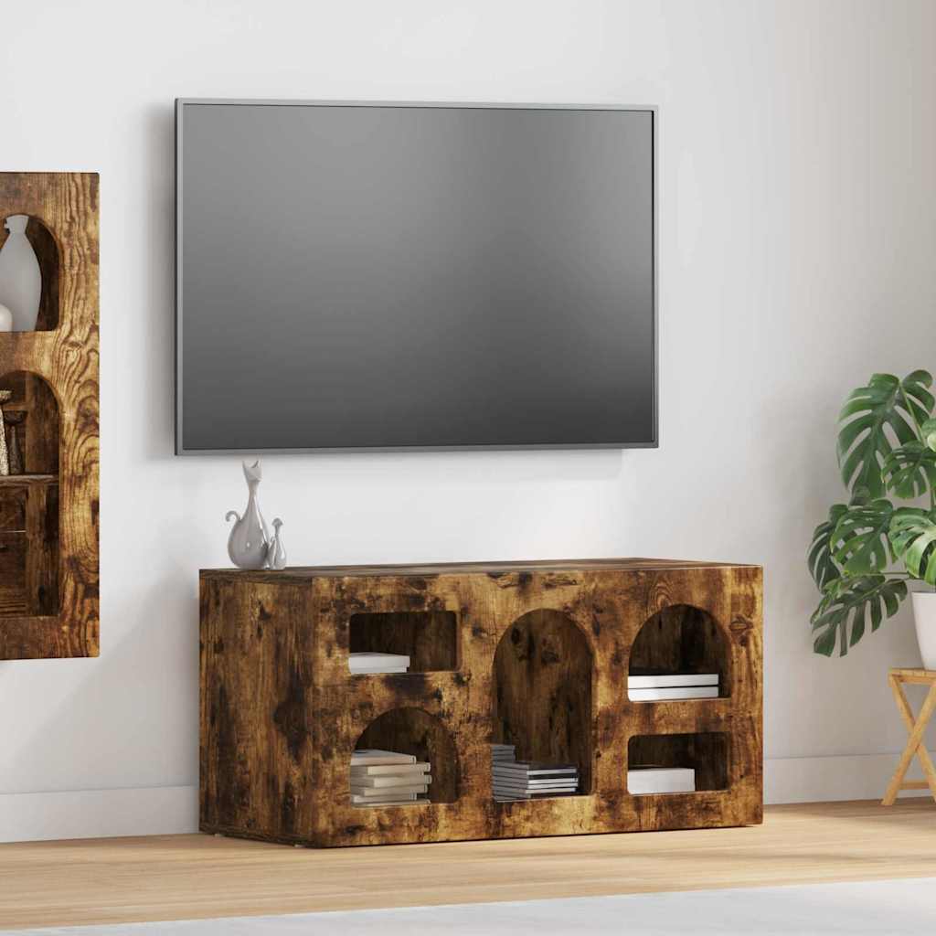 vidaXL Meuble TV Chêne fumé 80 x 35 x 40 cm Bois d'ingénierie