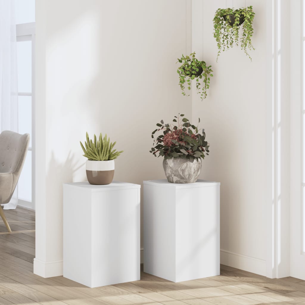 vidaXL Supports pour plantes 2 pcs blanc 30x30x50 cm bois d'ingénierie