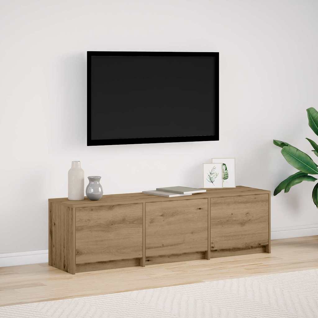 vidaXL Gabinete de TV con LEDs Roble Artesanal 140 x 34 x 40 cm