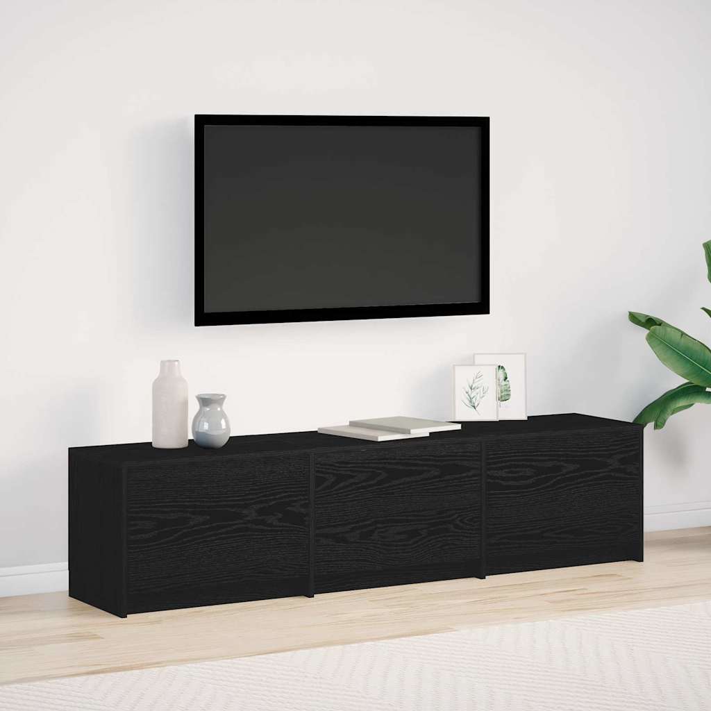 vidaXL Gabinete de TV con LEDs con cajón Roble Negro 162 x 34 x 40 cm