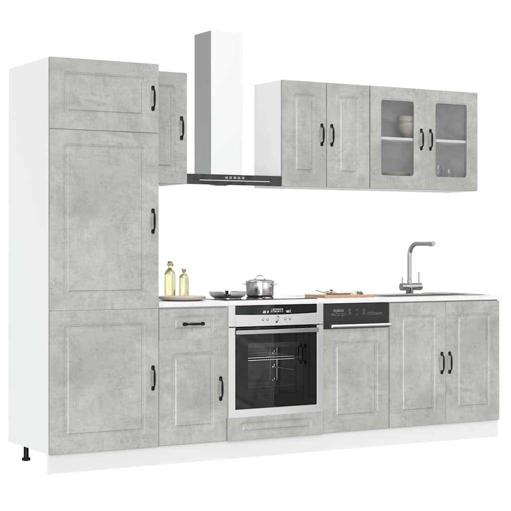 vidaXL Mueble cocina Kalmar gris hormigón 8 pzas madera contrachapada
